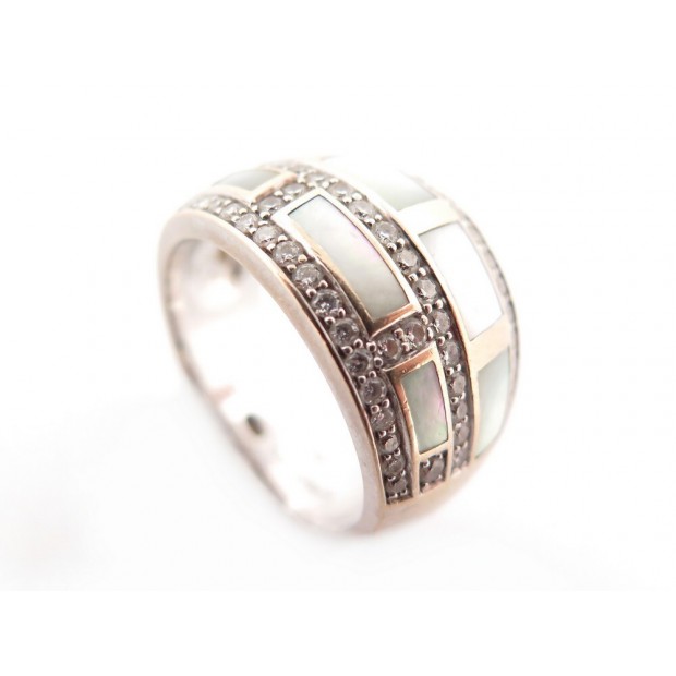 BAGUE MAUBOUSSIN LA VERTU T58 EN OR BLANC NACRE ET DIAMANTS 0.65 CT RING 5460€