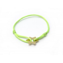 BRACELET DINH VAN ETOILE GM 20MM T14-22 EN OR JAUNE 18K CORDON VERT YELLOW GOLD