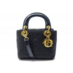 SAC A MAIN CHRISTIAN DIOR LADY MINI BANDOULIERE TOILE ET CUIR VERNIS BLEU 4300€