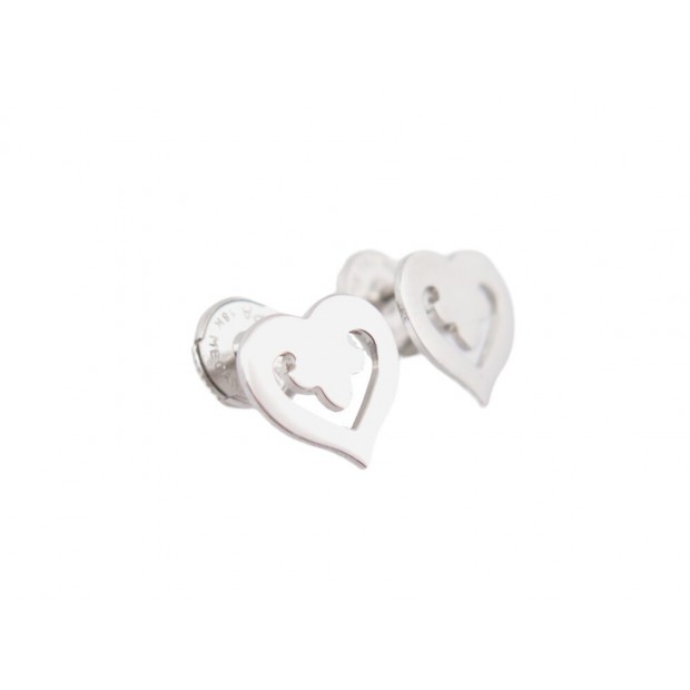 BOUCLES D'OREILLES O.J. PERRIN COEUR DE LEGENDE OR BLANC 18K GOLD EARRINGS 640€