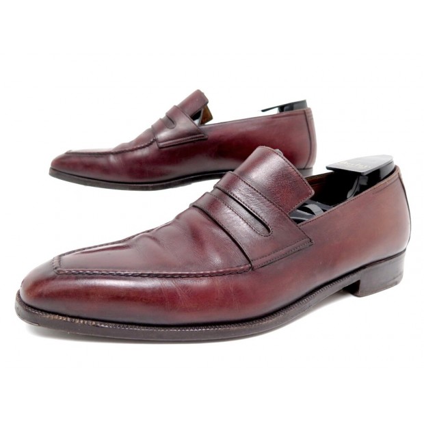 CHAUSSURES BERLUTI OLGA 348 7.5 41.5 MOCASSINS CUIR BORDEAUX SHOES LOAFERS 1590€