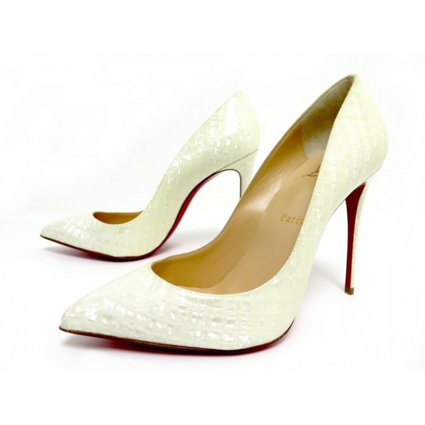 NEUF CHAUSSURES CHRISTIAN LOUBOUTIN PIGALLE 39 ESCARPINS CUIR CREME SHOES 750€