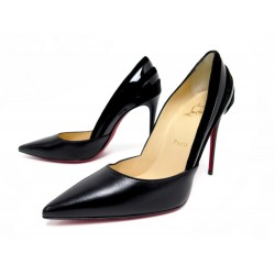 NEUF CHAUSSURES CHRISTIAN LOUBOUTIN DECOLLETE 38.5 ESCARPIN CUIR NOIR SHOES 650€