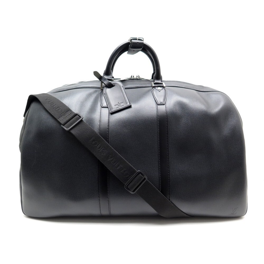 sac de voyage louis vuitton keepall luggage en cuir taiga noir