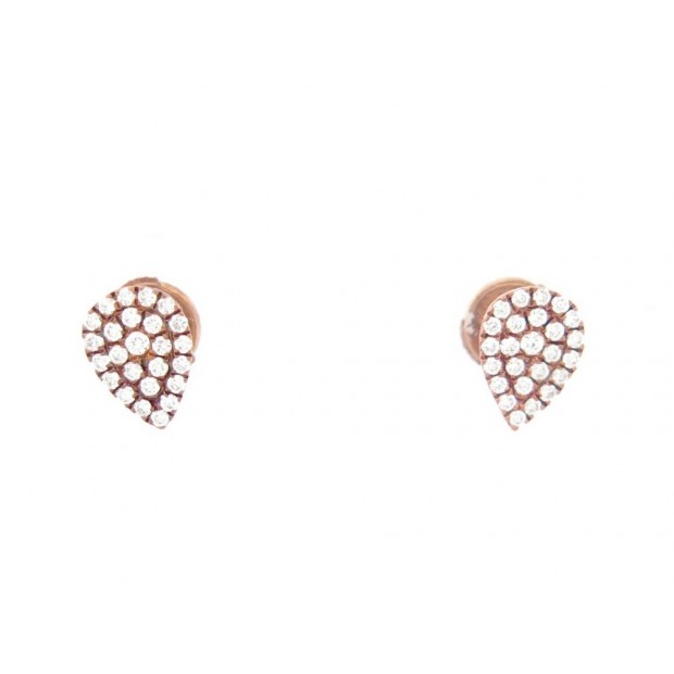 BOUCLES D'OREILLES DJULA GRANDES POIRES OR ROSE 18K ET DIAMANTS 0.34CTS EARRINGS