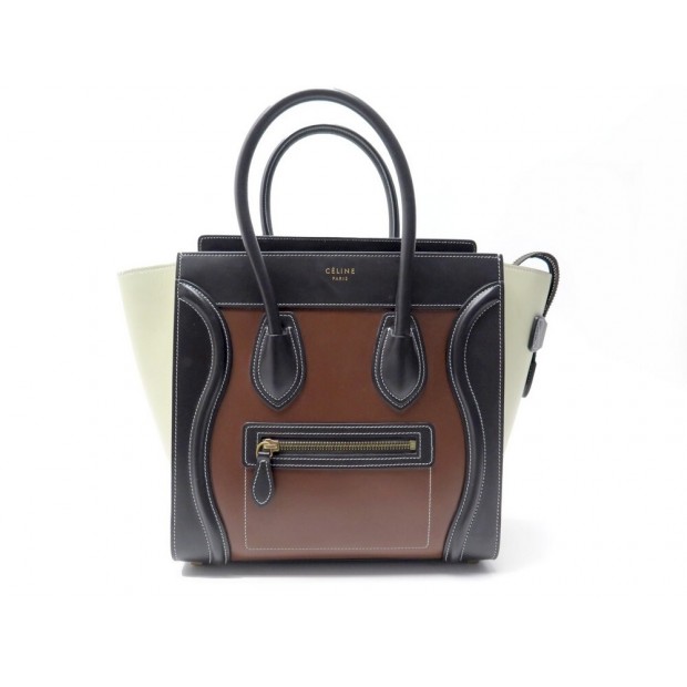 SAC A MAIN CELINE LUGGAGE MICRO EN CUIR TRICOLORE LEATHER HAND BAG PURSE 2350€