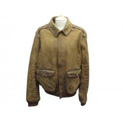 NEUF BLOUSON POLO RALPH LAUREN VESTE XL 48 EN CUIR MARRON LEATHER JACKET 1299€