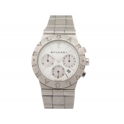 MONTRE BULGARI DIAGONO CH35S CHRONO 35 MM QUARTZ EN ACIER PALLADIE SILVER WATCH