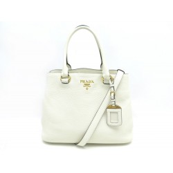 SAC A MAIN PRADA VITELLO CUIR GRAINE CREME CABAS BANDOULIERE TOTE HAND BAG 3200€