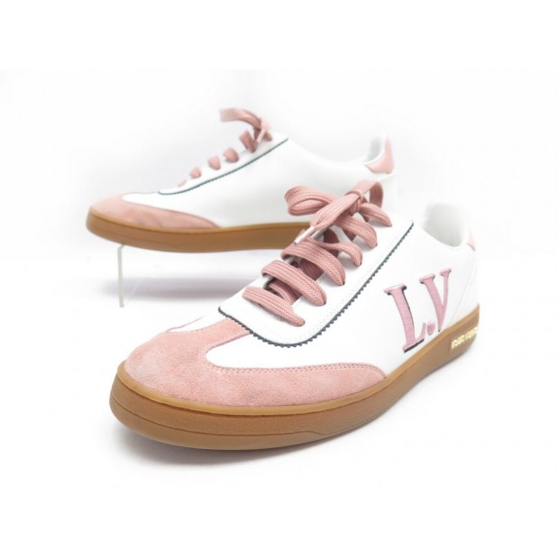CHAUSSURES LOUIS VUITTON BASKETS 40 40.5 1A5798 FRONTROW BLANC ROSE SNEAKER 750€