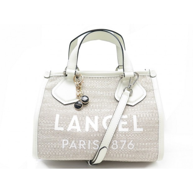 NEUF SAC A MAIN LANCEL SUMMER TOTE MINI A12006 TOILE & CUIR BANDOULIERE BAG 380€