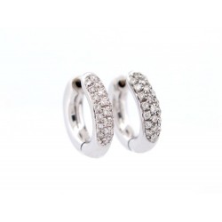 BOUCLES D OREILLES MINI CREOLES 44 DIAMANTS BRILLANTS 0.92CT OR BLANC EARRINGS