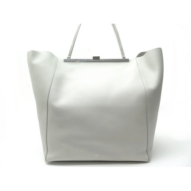 NEUF SAC A MAIN CELINE CABAS CLASP FERMOIR CUIR BLANC NEW LEATHER HANDBAG 2700€