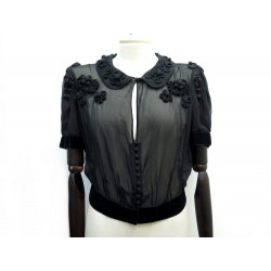 NEUF BLOUSE LOUIS VUITTON CHEMISE 40 M EN SOIE NOIR HAUT BLACK SILK TOP 1200€