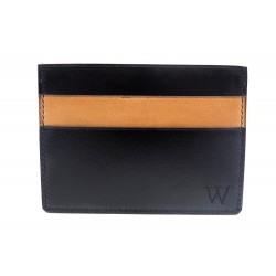 NEUF PORTE CARTES JM WESTON EN CUIR NOIR & MARRON + BOITE BLACK CARD HOLDER 160€