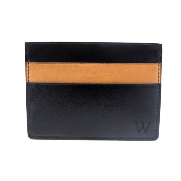 NEUF PORTE CARTES JM WESTON EN CUIR NOIR & MARRON + BOITE BLACK CARD HOLDER 160€