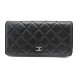 PORTEFEUILLE CHANEL CLASSIQUE TIMELESS EN CUIR MATELASSE NOIR BLACK WALLET 810€