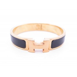 BRACELET HERMES CLIC H T16 H700001F01 EMAIL NOIR ET PLAQUE OR GOLDEN JEWEL 575€