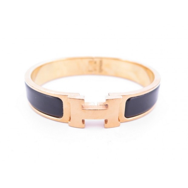 BRACELET HERMES CLIC H T16 H700001F01 EMAIL NOIR ET PLAQUE OR GOLDEN JEWEL 575€