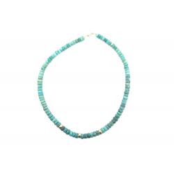 NEUF COLLIER AND... PARIS OR JAUNE 18K TURQUOISE & AMAZONITE 40 CM NECKLACE 495€