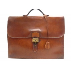 VINTAGE SACOCHE HERMES SAC A DEPECHES 2 SOUFFLETS CARTABLE EN CUIR MARRON 6100€