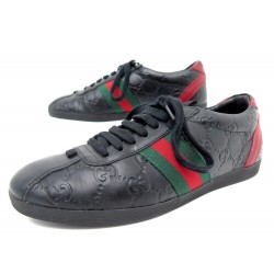 CHAUSSURES GUCCI BASKETS 408496 36.5 37.5 CUIR GUCCISSIMA BANDE WEB SNEAKER 670€