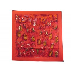 NEUF ACCESSOIRES HERMES CONCERTO FOULARDS SOIE ROUGE + BOITE RED SILK SCARF 410€