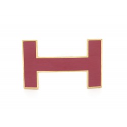 BOUCLE DE CEINTURE HERMES H QUIZZ 32 MM BORDEAUX ACIER BROSSE DORE BUCKLE BELT