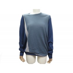 NEUF PULL HERMES COL ROND T L 42 BICOLORE BLEU CACHEMIRE & SOIE CASHMERE 1100€