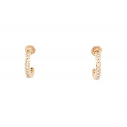 BOUCLES D'OREILLES CREOLES EN OR JAUNE 7.4GR 30 DIAMANTS 0.34CT LOOPS EARRINGS