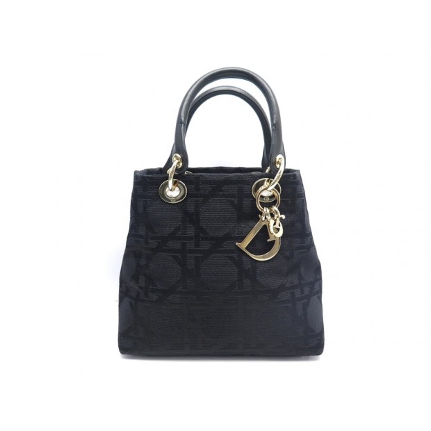 NEUF SAC A MAIN CHRISTIAN DIOR LADY M SOFT TOILE NOIR NEW CANVAS HAND BAG 3900€