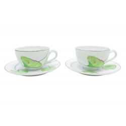 NEUF SERVICE A THE CAFE HERMES SUR LE NIL 2 TASSES SOUCOUPES EN PORCELAINE CUPS