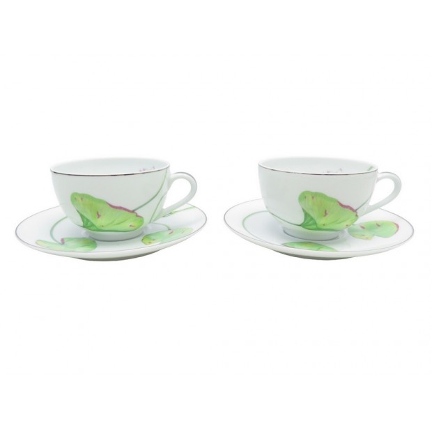 NEUF SERVICE A THE CAFE HERMES SUR LE NIL 2 TASSES SOUCOUPES EN PORCELAINE CUPS