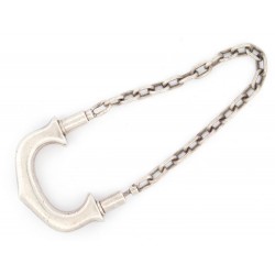 PORTE CLES CARTIER SANTOS EN ARGENT MASSIF AVEC CHAINE SILVER CHAIN KEY HOLDER