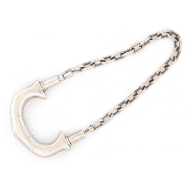 PORTE CLES CARTIER SANTOS EN ARGENT MASSIF AVEC CHAINE SILVER CHAIN KEY HOLDER