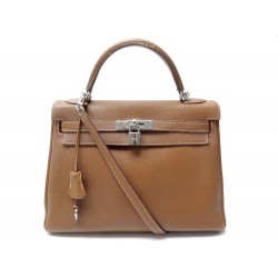 SAC A MAIN HERMES KELLY 32 RETOURNE 2006 EN CUIR TOGO GOLD BANDOULIERE HAND BAG