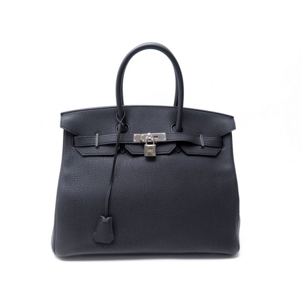 NEUF SAC A MAIN HERMES BIRKIN 35 CUIR TOGO ACIER PALLADIE NOIR BLACK NEW HANDBAG