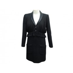 ROBE CHANEL BOUTONS GRIPOIX LOGO CC P54648 38 M EN LAINE NOIRE WOOL DRESS 4690€