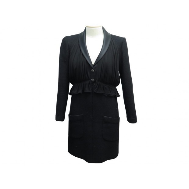 ROBE CHANEL BOUTONS GRIPOIX LOGO CC P54648 38 M EN LAINE NOIRE WOOL DRESS 4690€