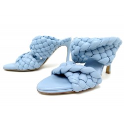 CHAUSSURES BOTTEGA VENETA MULES CURVE 35 IT 36 FR CUIR BLEU LEATHER SHOES 1290€