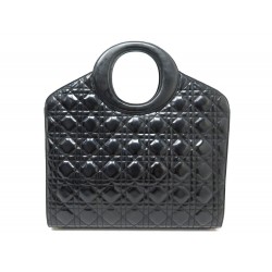 SAC A MAIN CHRISTIAN DIOR LADY O CUIR CANNAGE VERNIS NOIR LEATHER HAND BAG 4000€