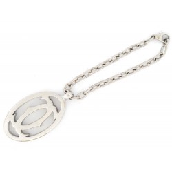 PORTE CLE CARTIER MOTIF DOUBLE C EN MERAL ARGENT CHAINE SILVER CHAIN KEY HOLDER