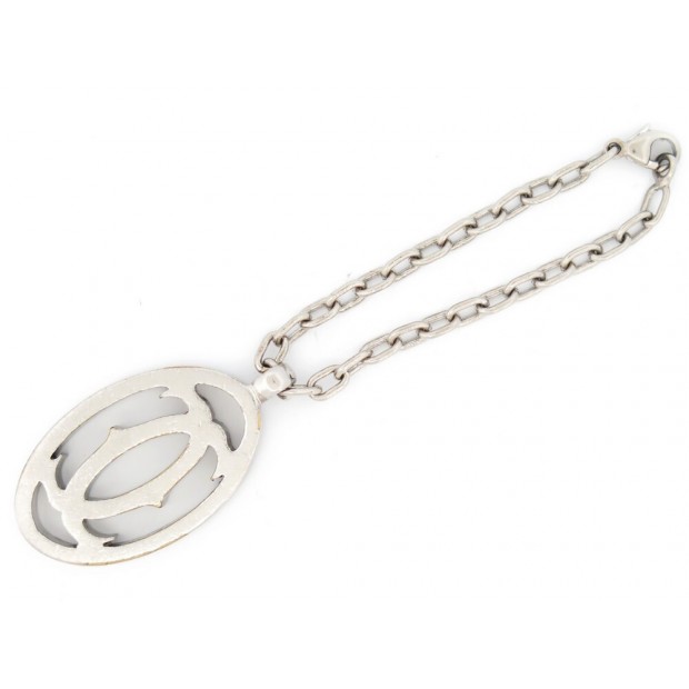 PORTE CLE CARTIER MOTIF DOUBLE C EN MERAL ARGENT CHAINE SILVER CHAIN KEY HOLDER