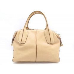 SAC A MAIN TOD'S D-BAG EN CUIR LISSE BEIGE MAIN LEATHER HAND BAG PURSE 1360€