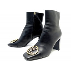 CHAUSSURES BOTTINES LOUIS VUITTON MADELEINE 41 CUIR NOIR LEATHER BOOTS 1430€