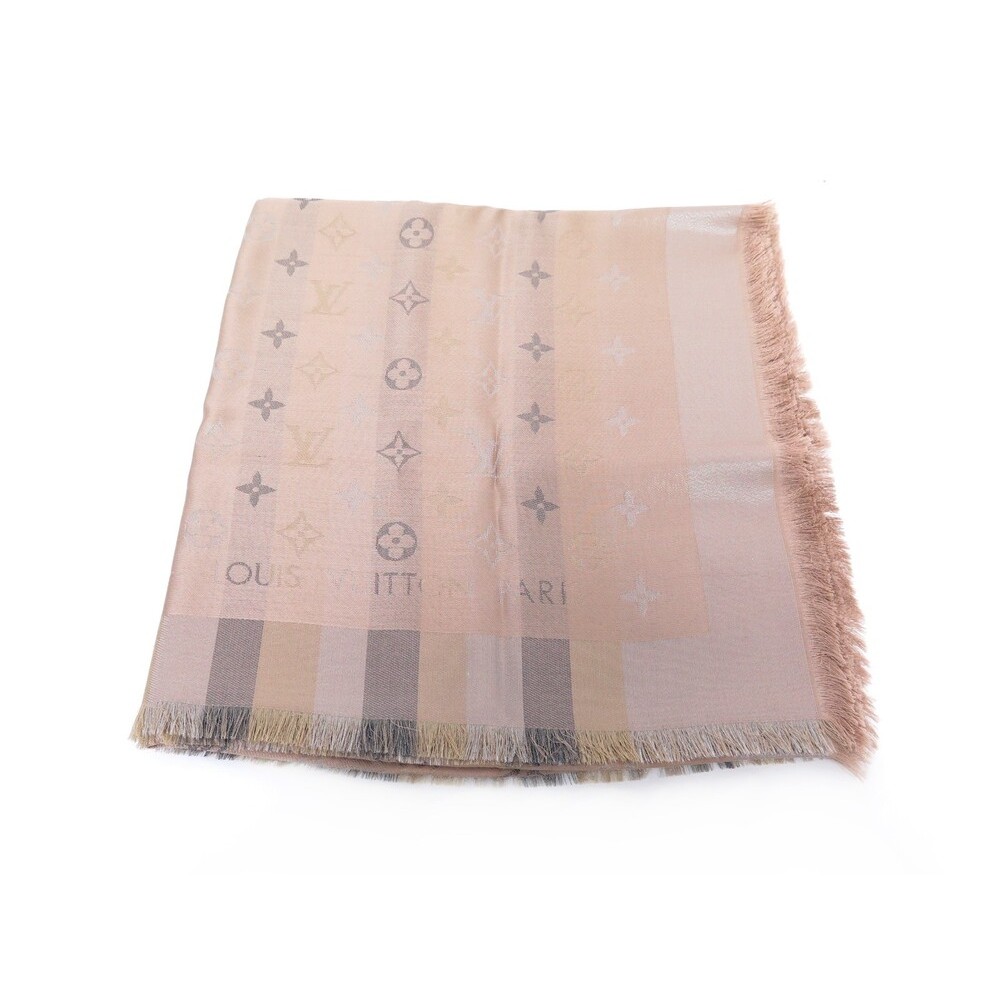 Louis Vuitton So Shine Monogram Shawl Beige Silk