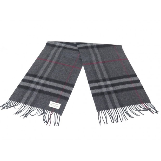 NEUF ECHARPE BURBERRY CHECK CLASSIQUE TARTAN CACHEMIRE ANTHRACITE NEW SCARF 460€