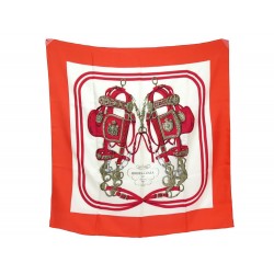 VINTAGE FOULARD HERMES BRIDES DE GALA CARRE 90 SOIE CORAIL CORAL SILK SCARF 460€