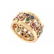 BAGUE CARTIER RIVIERE T54 EN OR JAUNE 18K SERTIE EMERAUDES RUBIS SAPHIRS DIAMANT