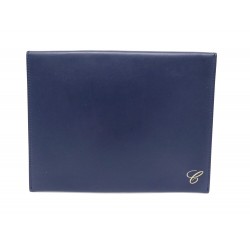 NEUF POCHETTE CHOPARD ENVELOPPE 22.5CM EN CUIR BLEU BLUE LEATHER POUCH CLUTCH